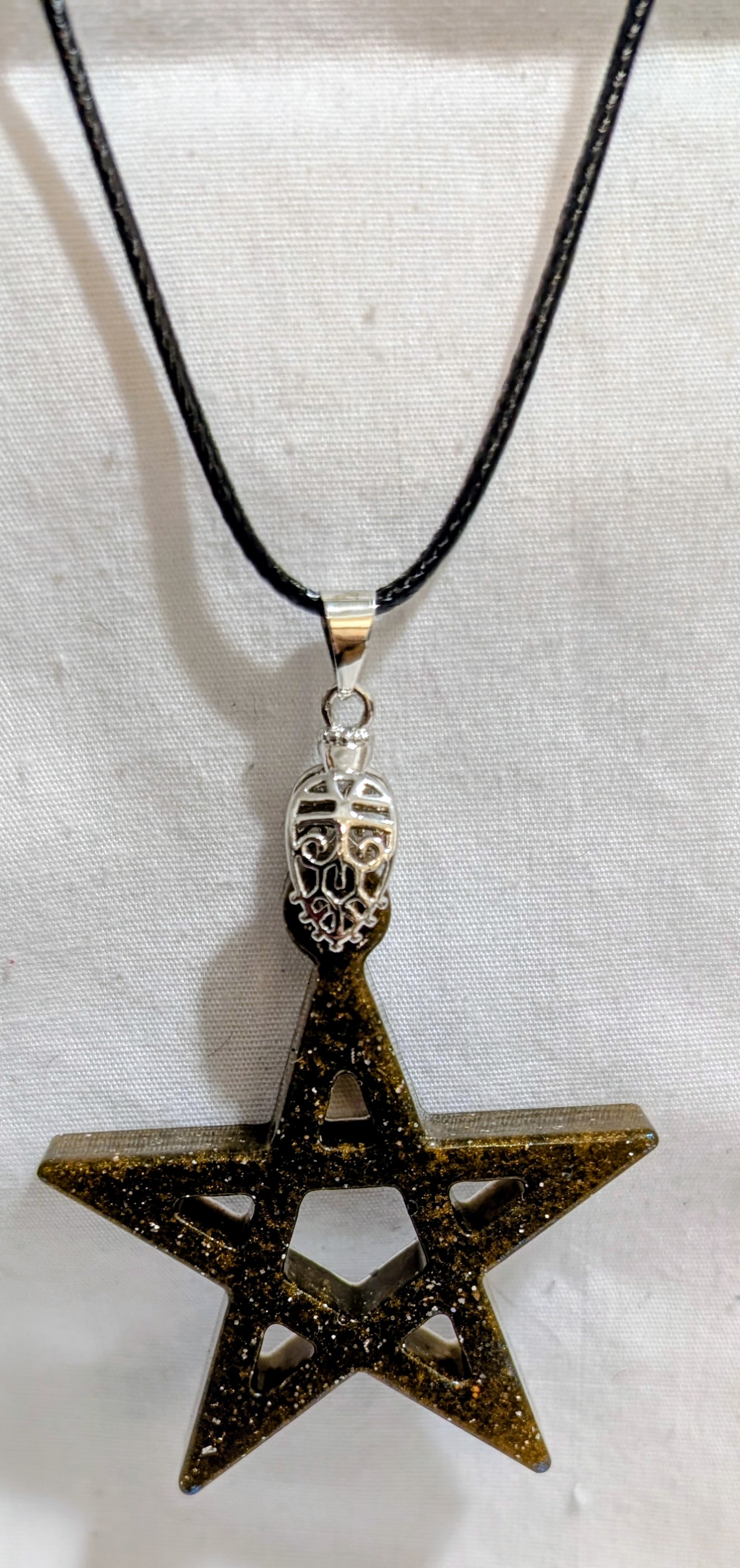 Pentagram Necklace with Tribal Mask Charm