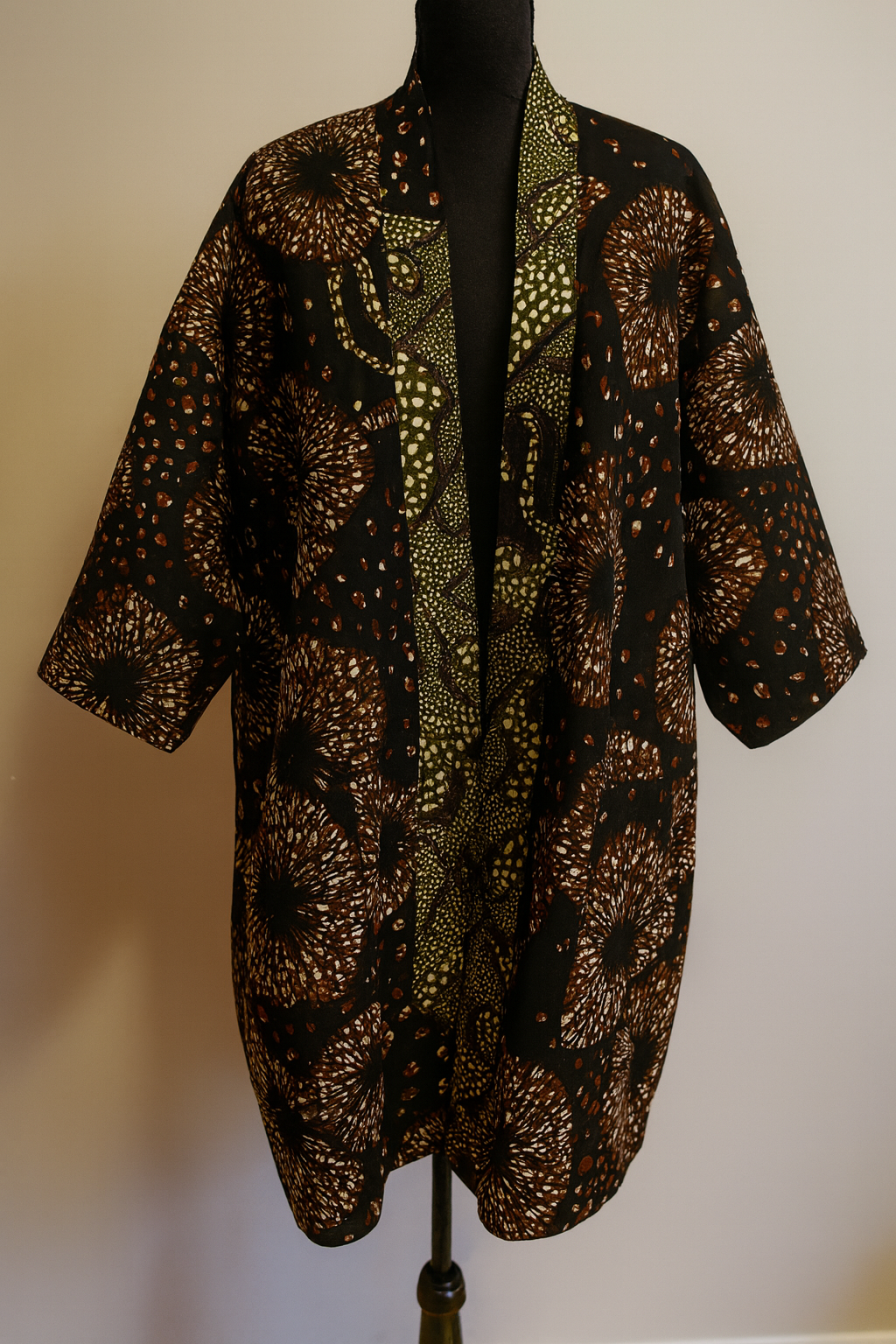 African print kimono coat