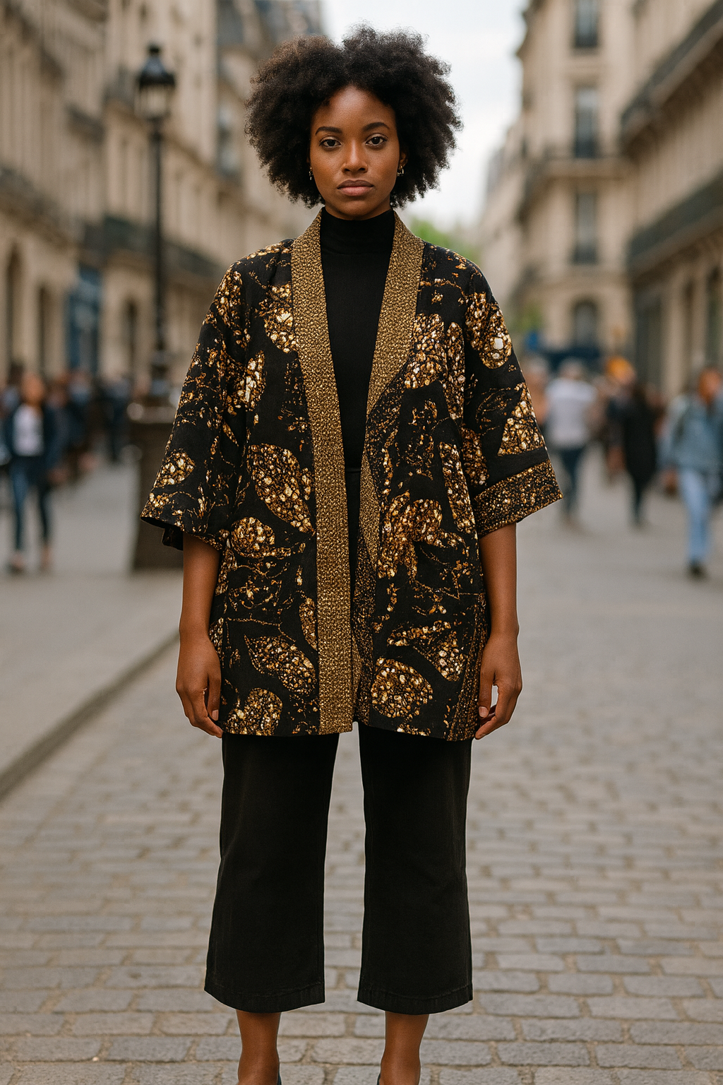 Black and Gold Kimono Jacket