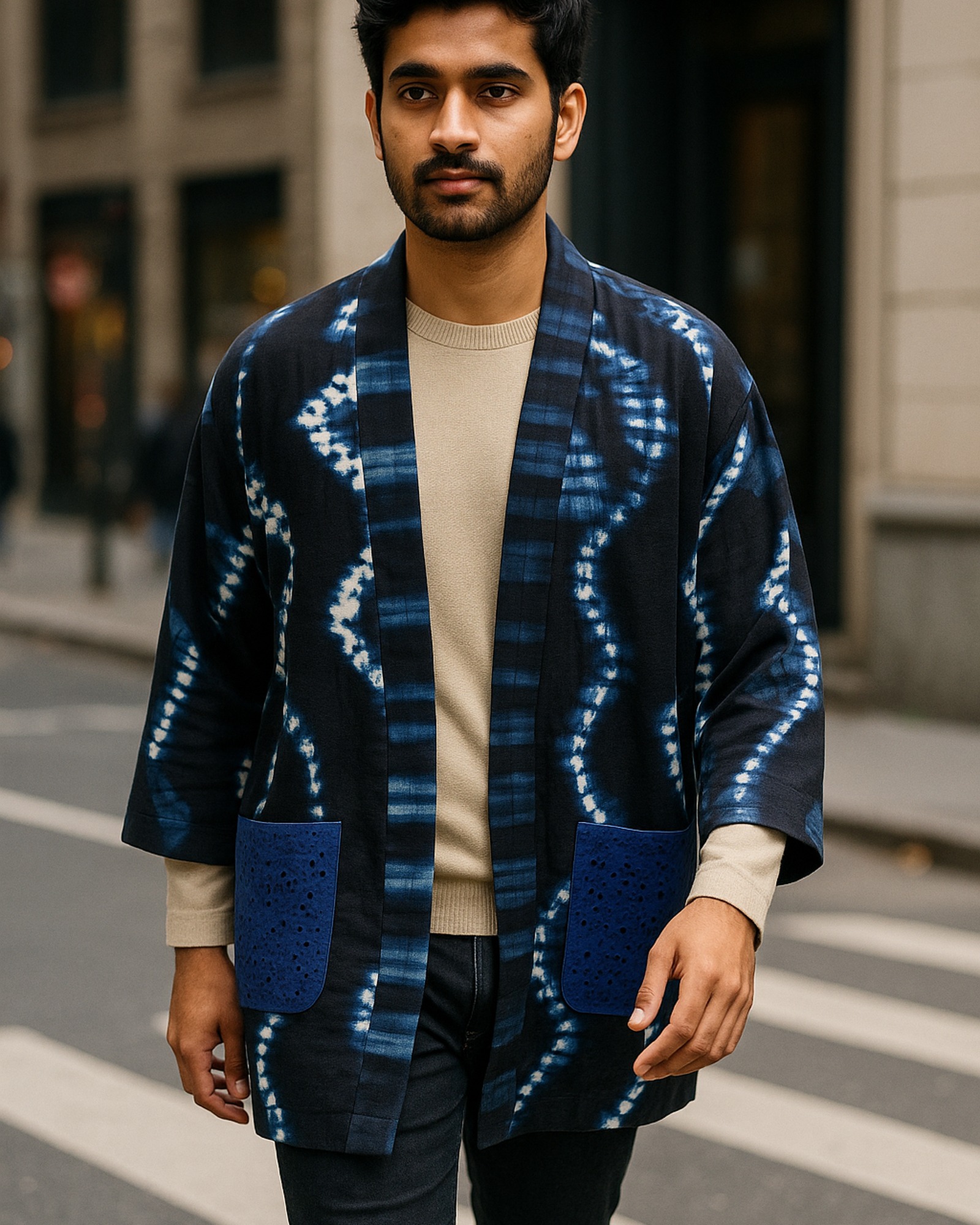 Indigo Shibori Kimono Jacket