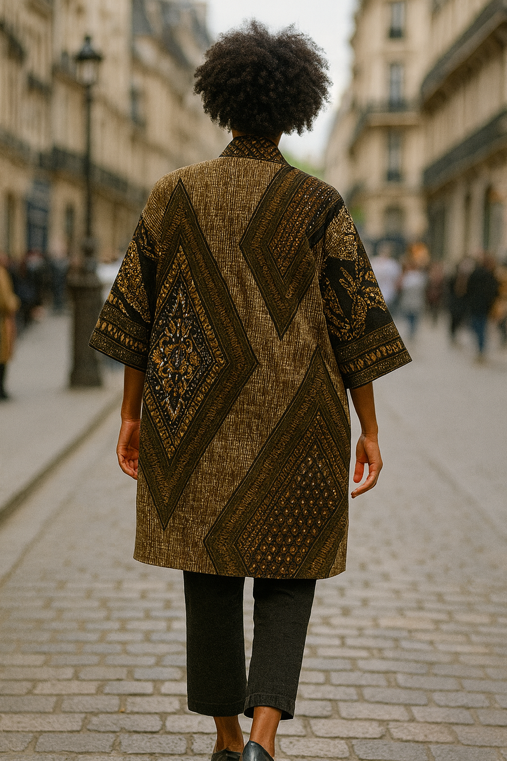 Black and Gold Kimono Jacket