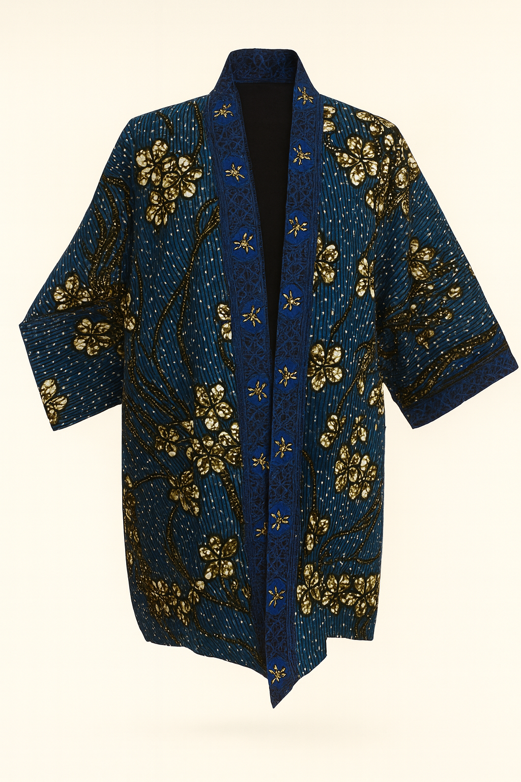 Blue floral patterned kimono cardigan