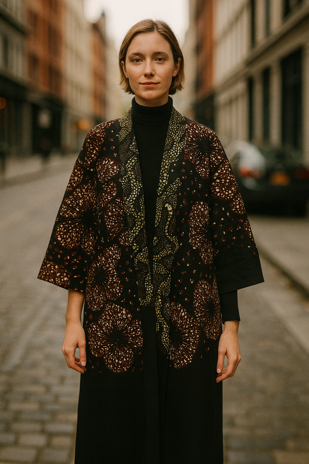 African print kimono coat