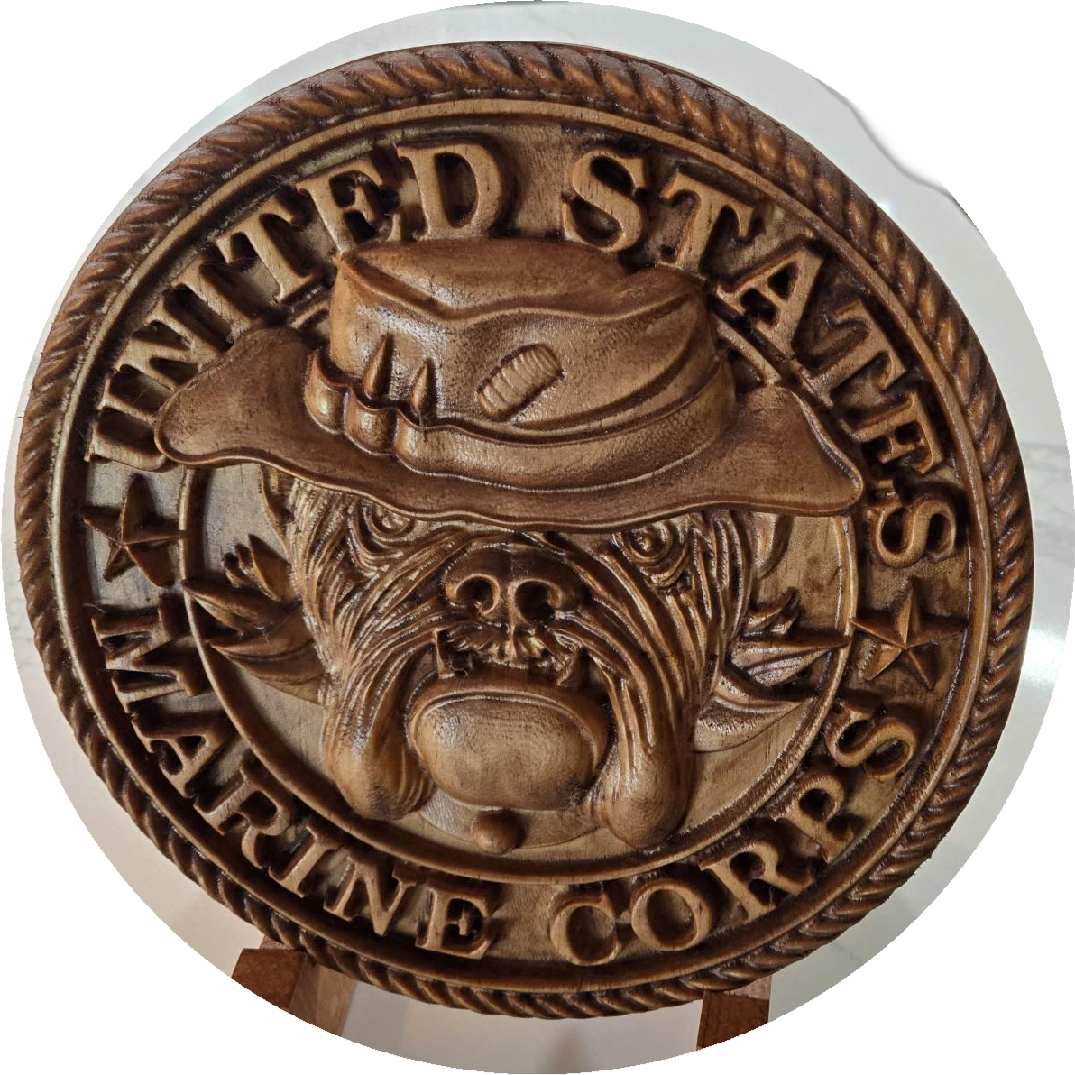 11" United States Marine Corps Bulldog Plaque w/Deluxe Stand