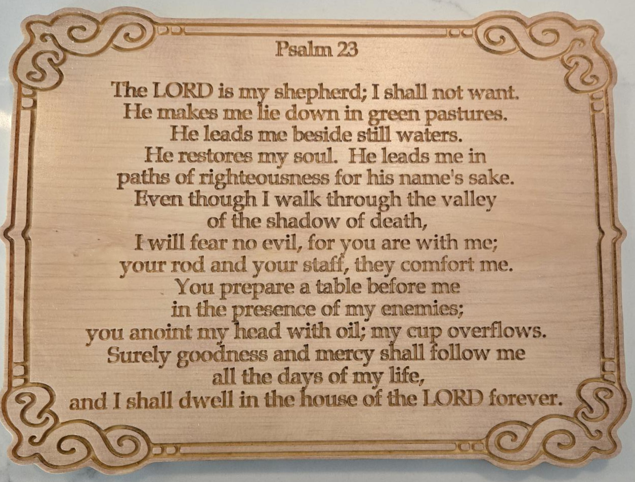 Engraved Wooden Psalm 23 Plaque