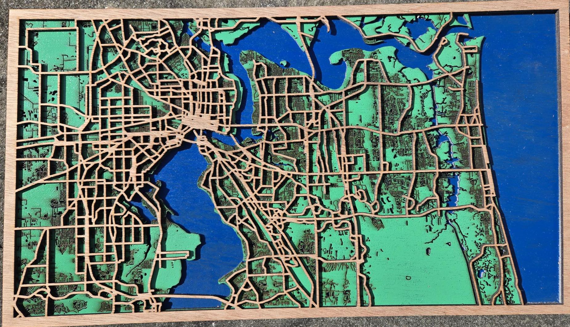 3-D Wooden City Map of Jacksonville, Florida