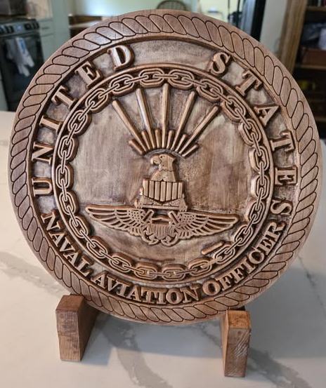 11" United States Naval Aviation Officers Wooden Plaque w/raised Text