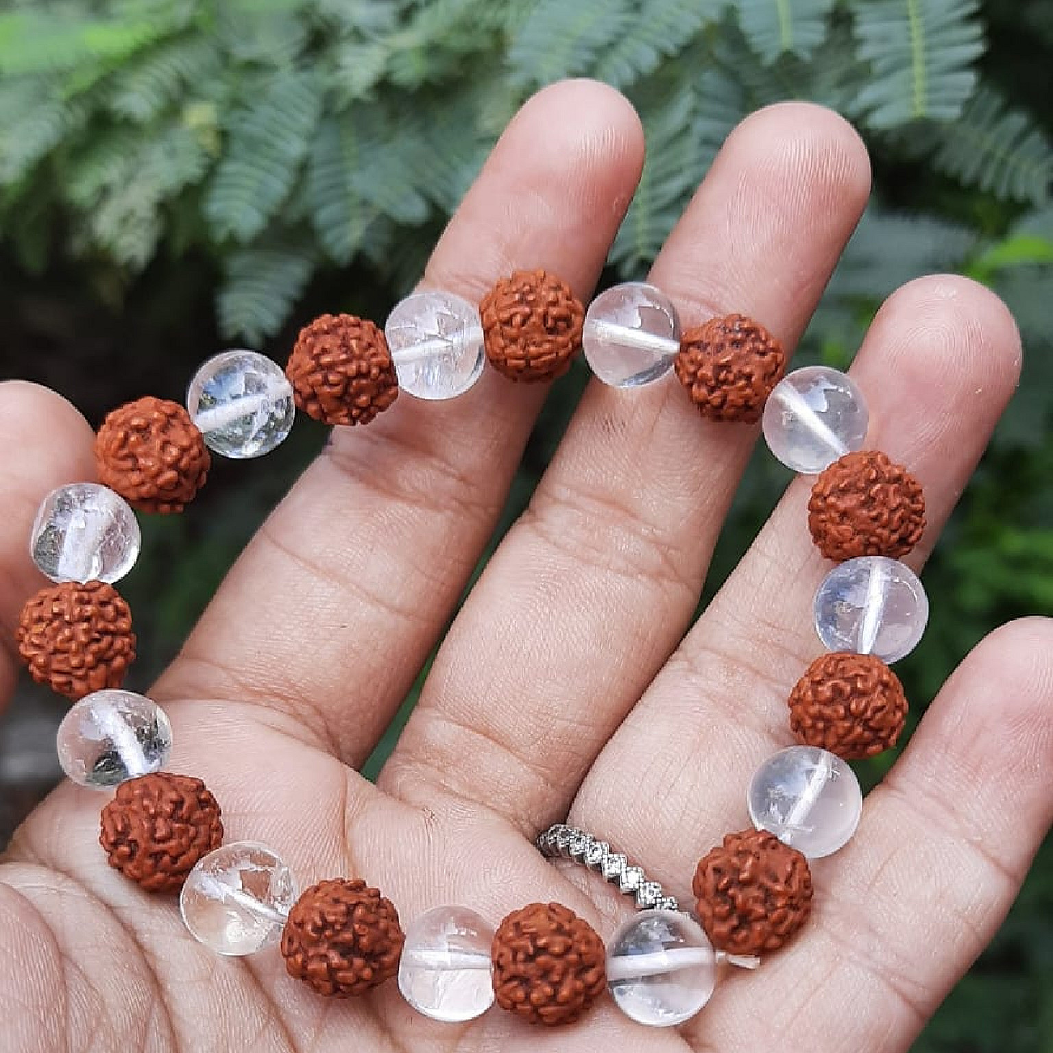 Natural Sphatik With Rudraksh Bracelet