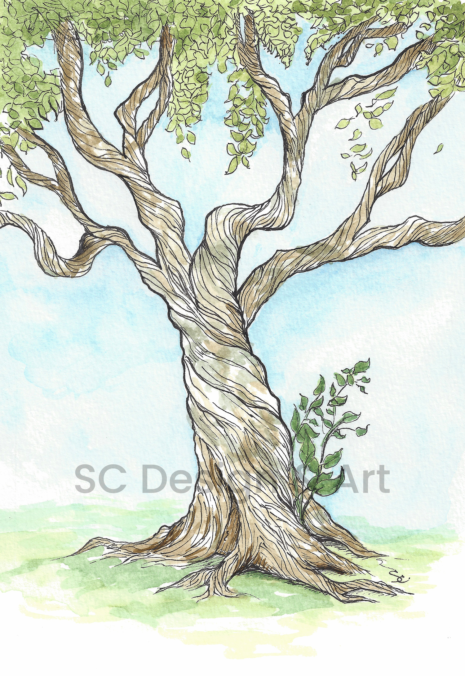 Seven Birds Tree Card 5x7 (Print)
