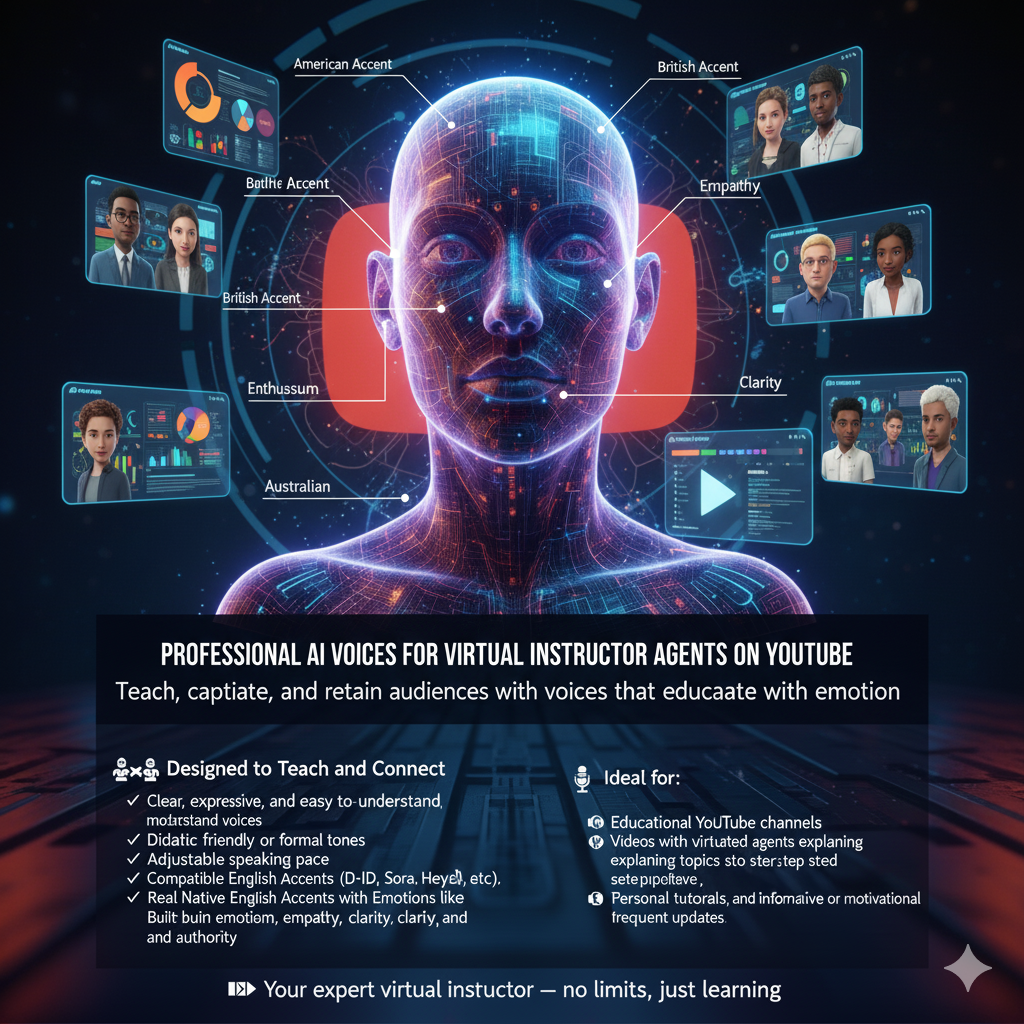 Professional Voices for Virtual Instructor Agents on YouTube