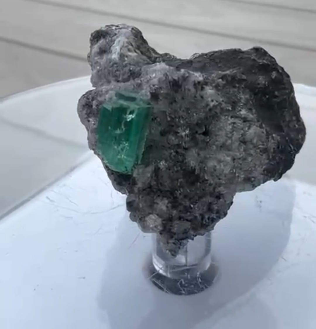 Natural Colombian Emerald Crystal in Matrix – Raw Green Emerald Specimen from Muzo