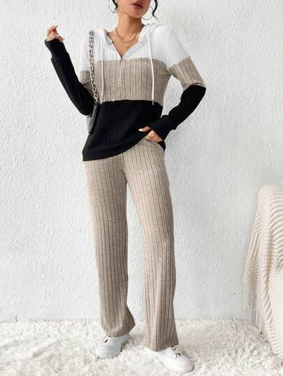 Color Block Knit Lounge Set