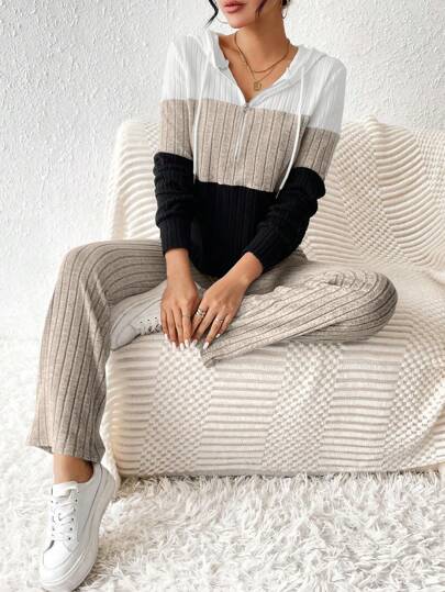Color Block Knit Lounge Set