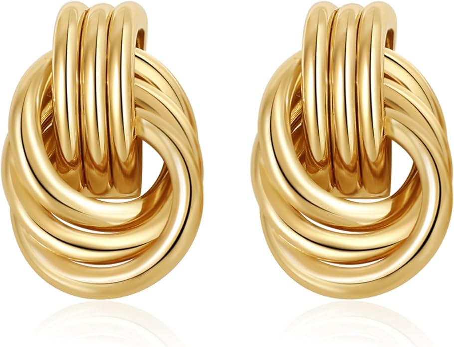 Trendy Gold Plated Knot Earrings