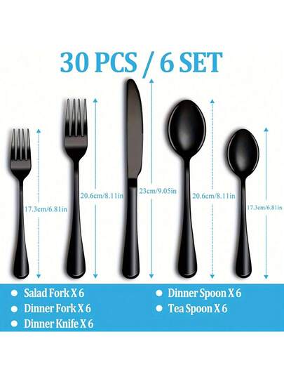 Matte Black Cutlery Set