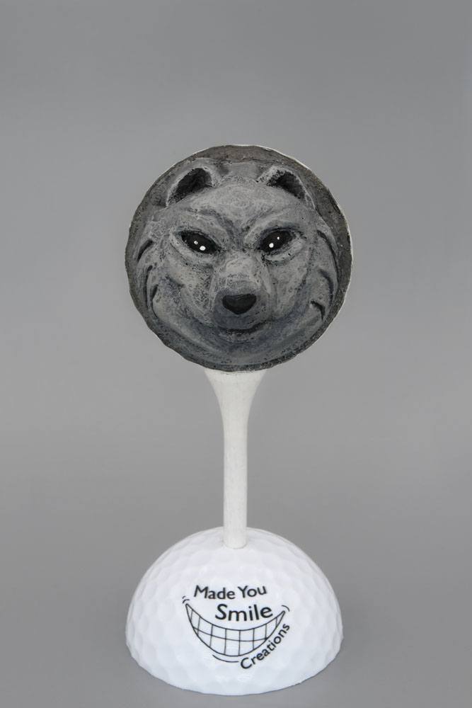 Wolf Carved Golf Ball Art