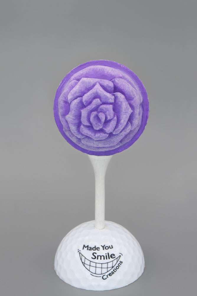 Purple Flower Carved Golf Ball Art