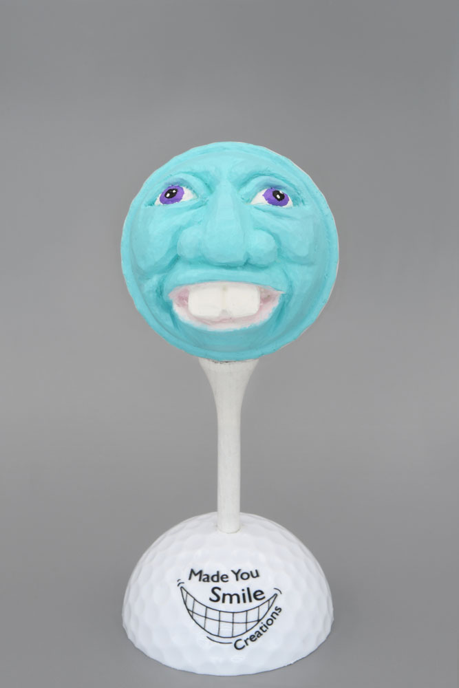 Big Nose Buck Teeth Guy Carved Golf Ball Art