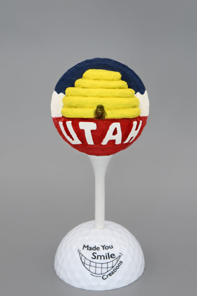Utah Beehive Carved Golf Ball Art