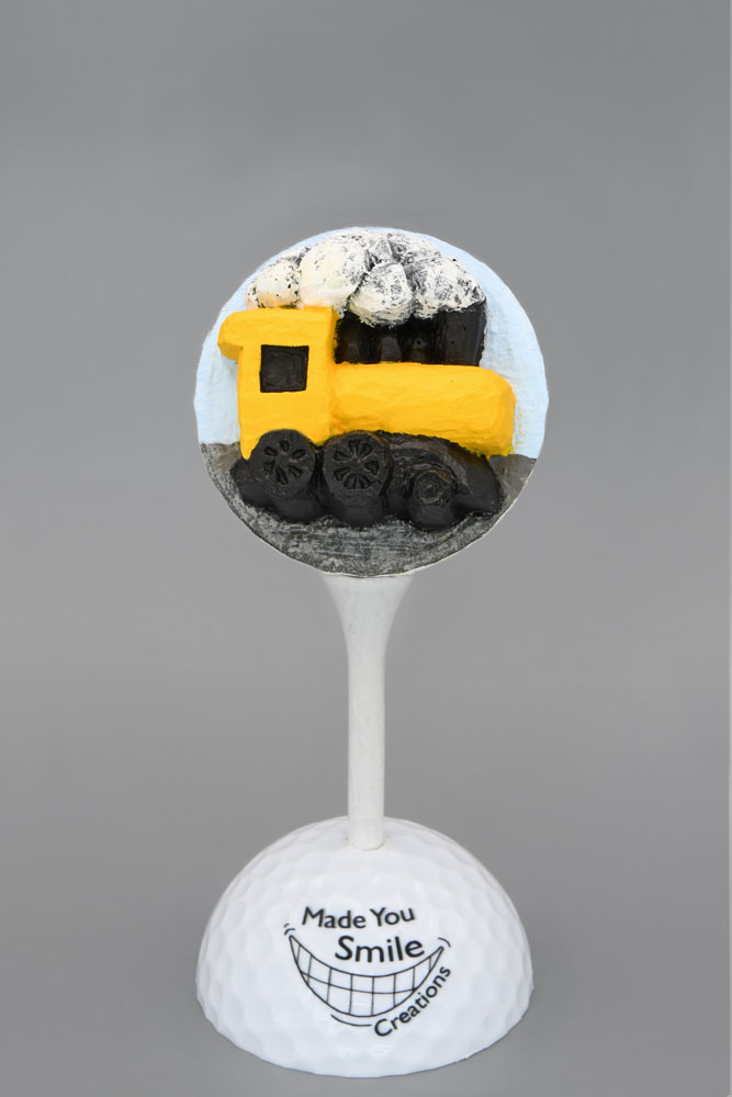 Train Engine 2 Carved Golf Ball Art