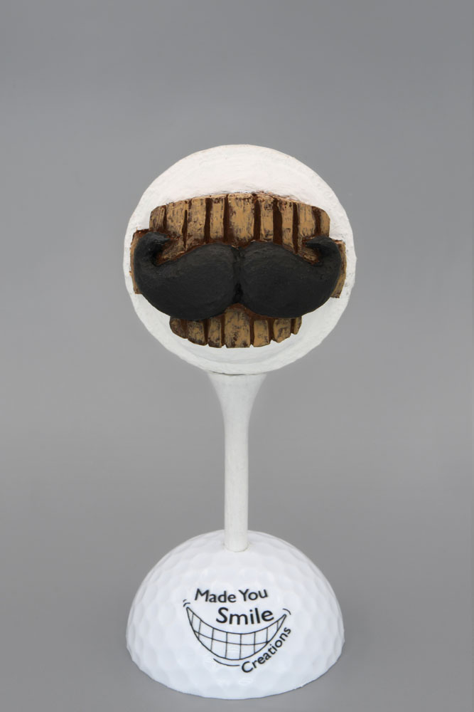 Mustache Carved Golf Ball Art