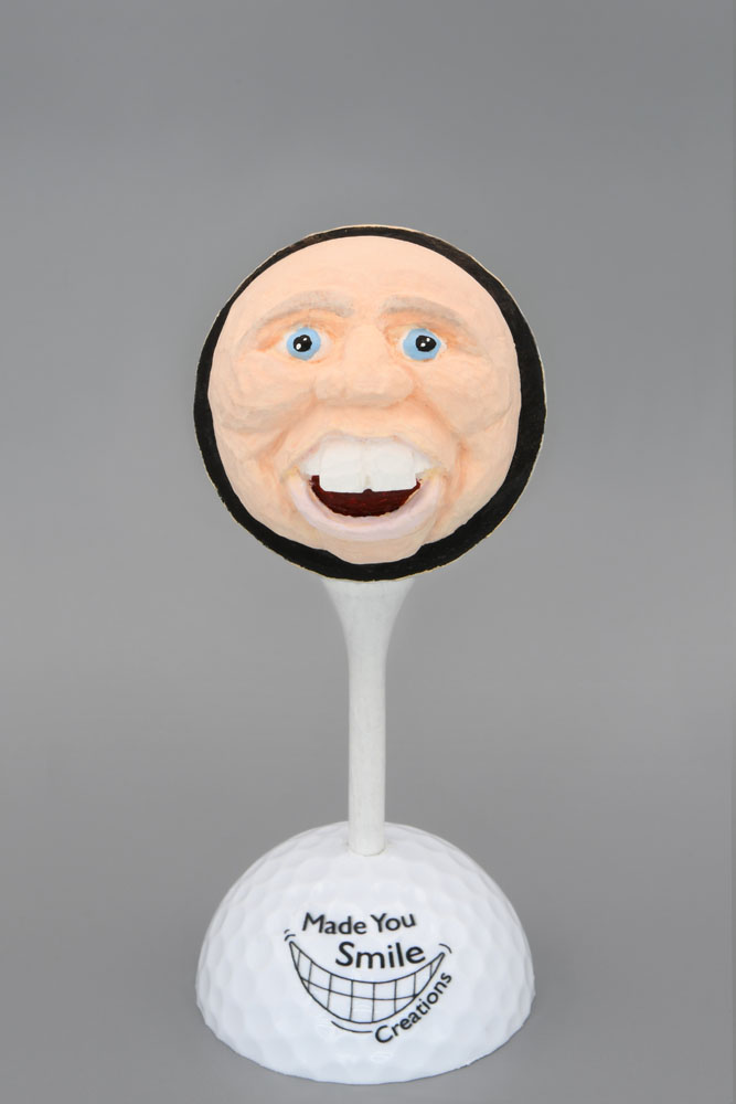 Bucktooth Guy Carved Golf Ball Art