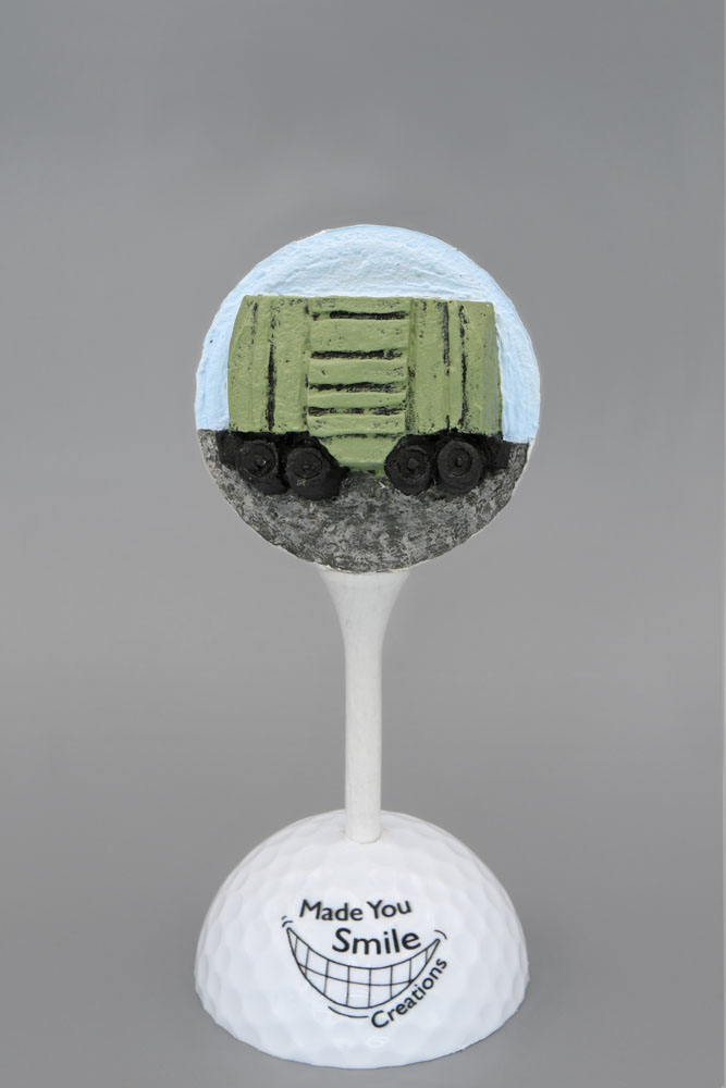 Train Boxcar Carved Golf Ball Art