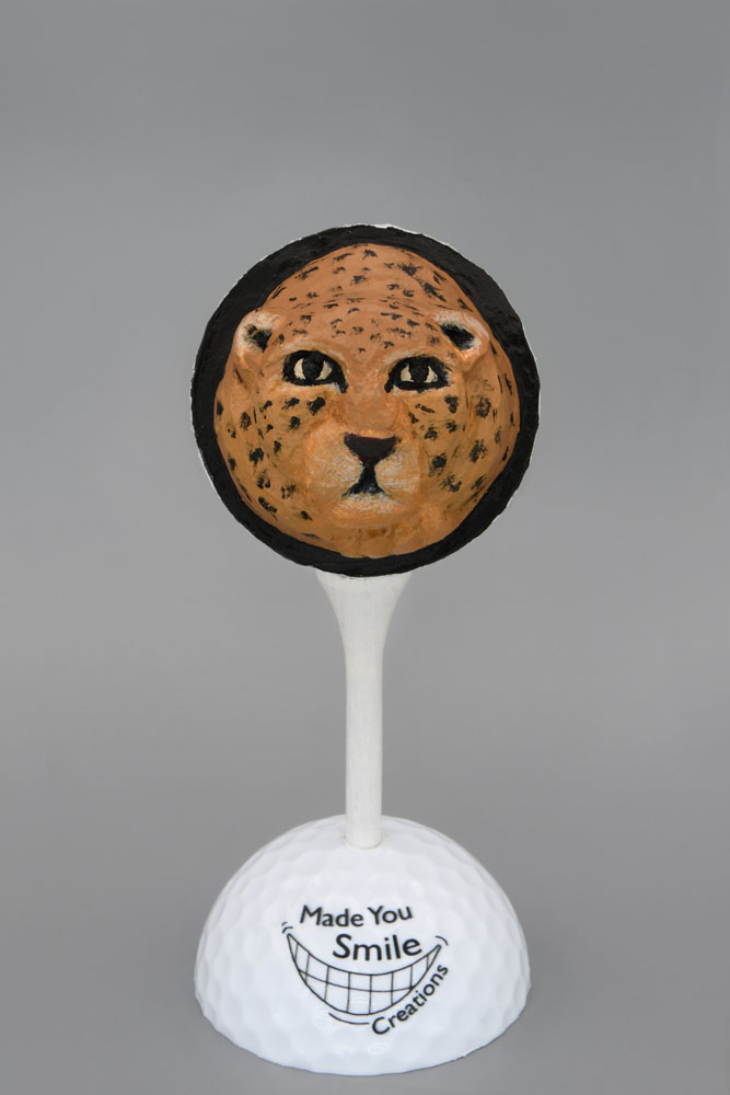 Leopard Carved Golf Ball Art