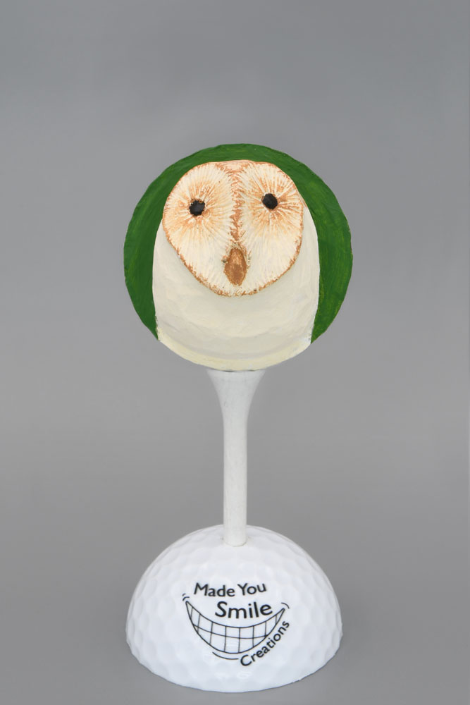 Owl Carved Golf Ball Art