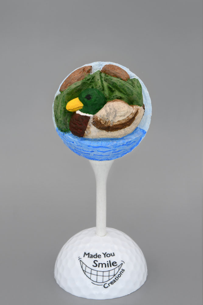 Mallard Duck Carved Golf Ball Art
