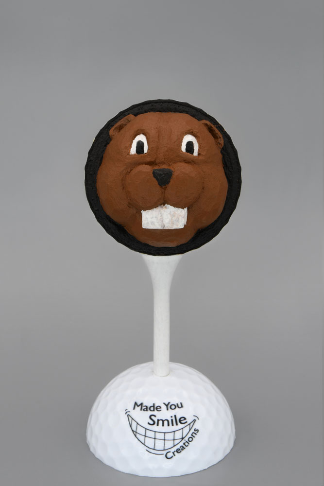 Beaver Carved Golf Ball Art