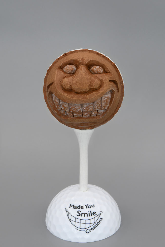 Tiki Guy Carved Golf Ball Art