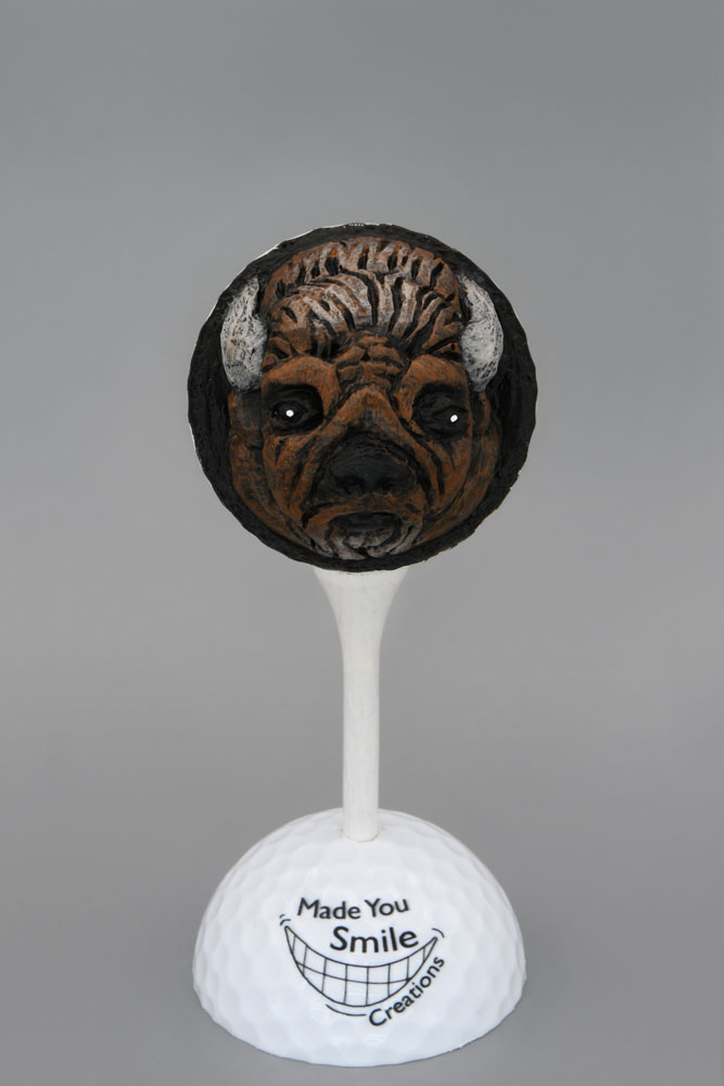 Bison Carved Golf Ball Art 