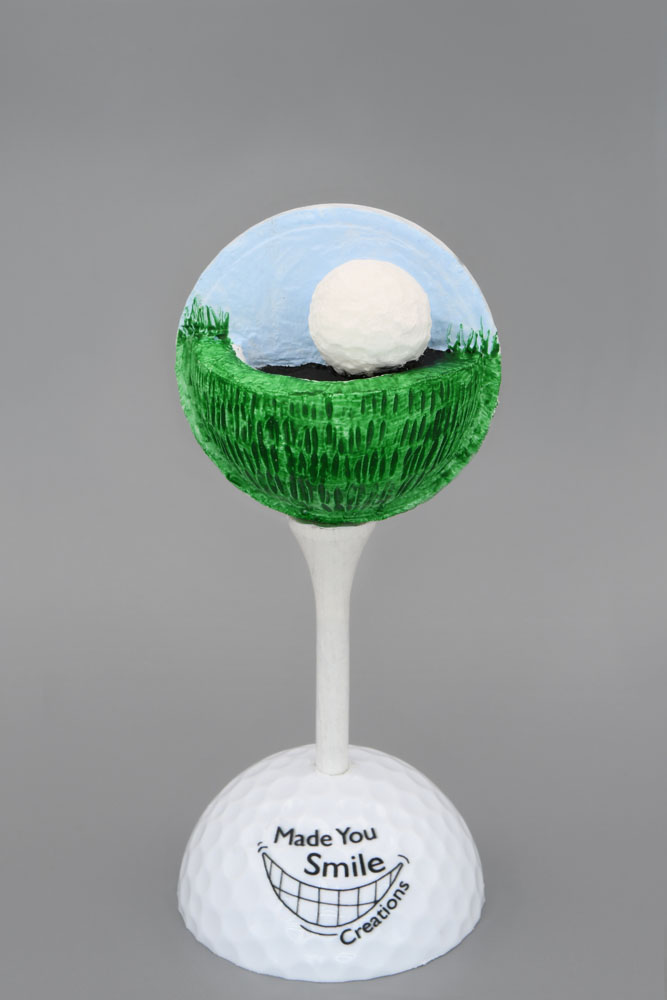 Hole in One Carved Golf Ball Art 