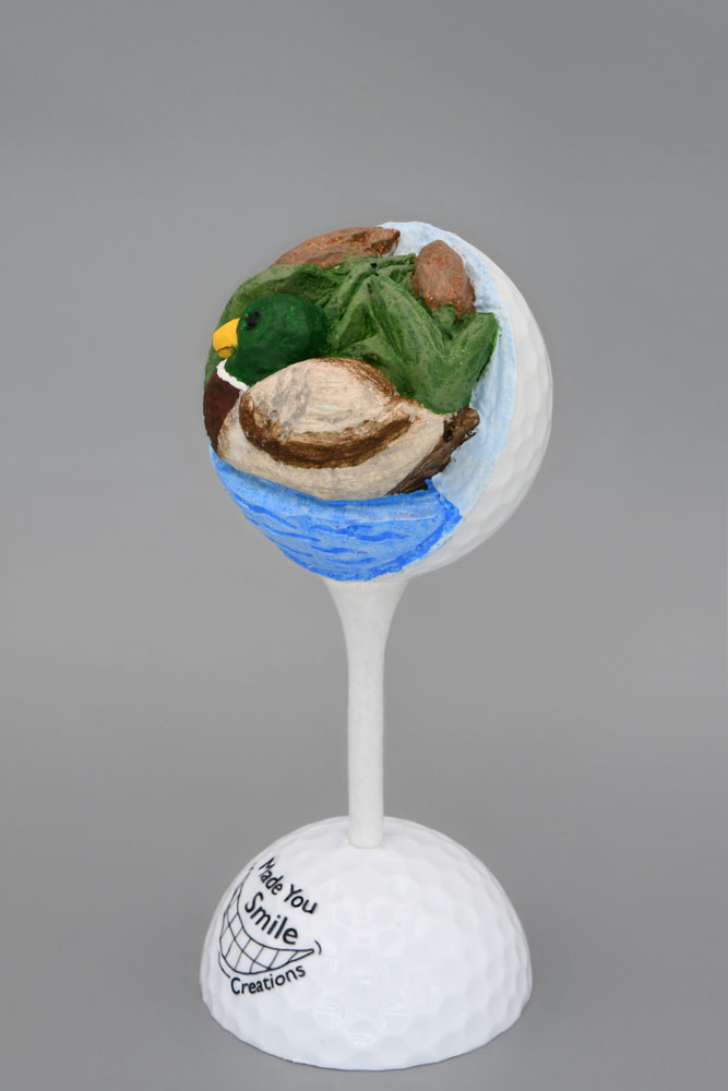 Mallard Duck Carved Golf Ball Art