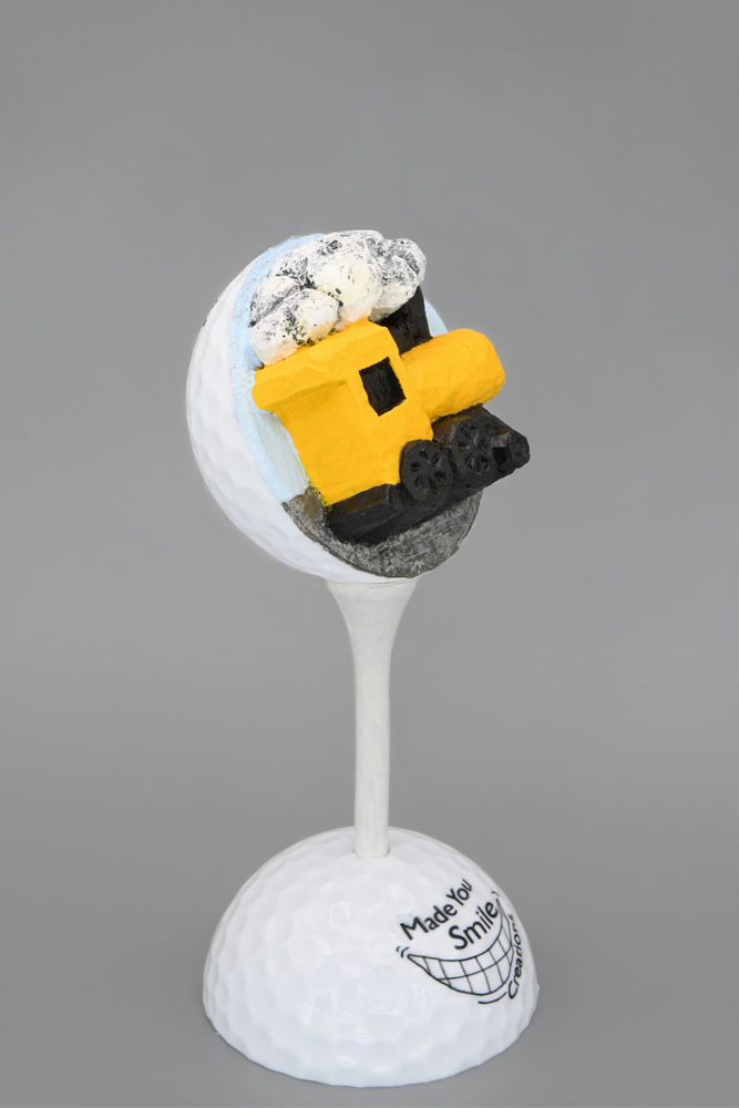 Train Engine 2 Carved Golf Ball Art