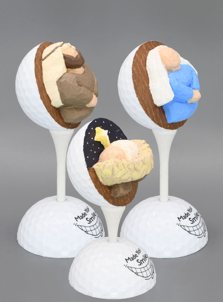 Nativity 3-Piece Carved Golf Ball Art Set