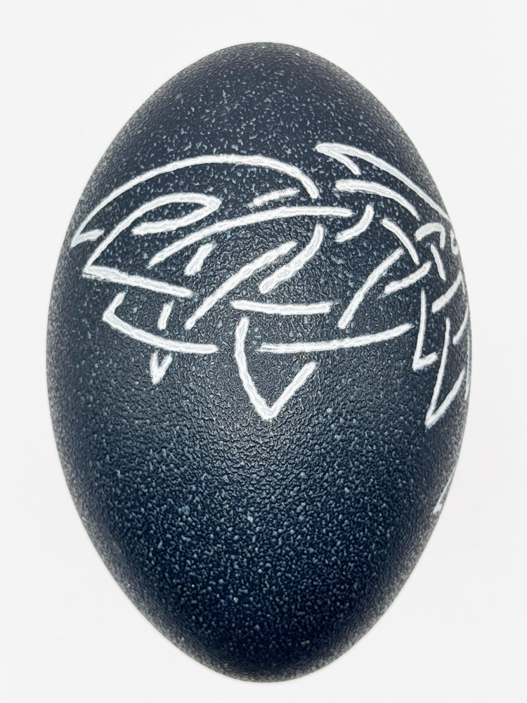 "Eternal Wing" Celtic Eagle Hand Carved Emu Egg