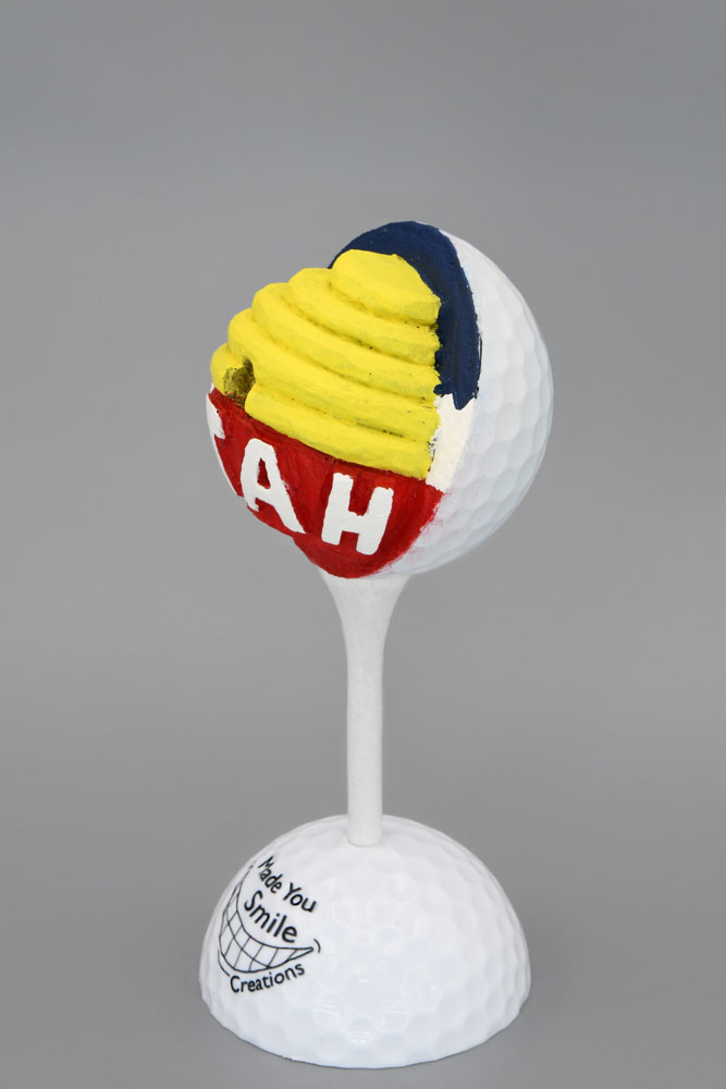 Utah Beehive Carved Golf Ball Art