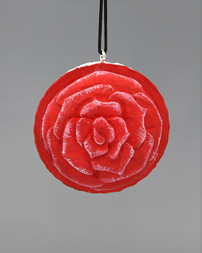 Red Flower Carved Golf Ball Art
