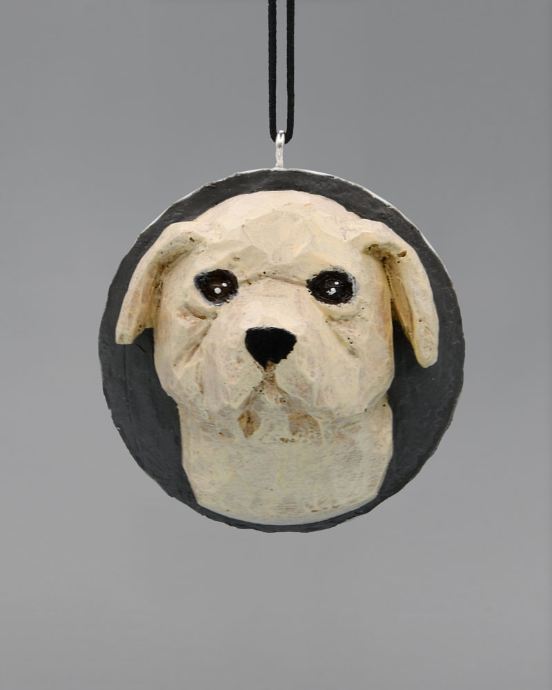 Yellow Lab Carved Golf Ball Art