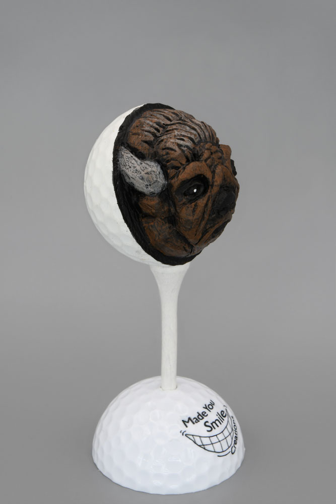 Bison Carved Golf Ball Art 