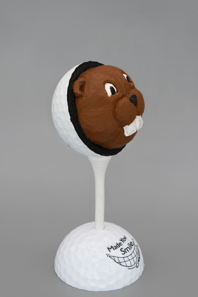 Beaver Carved Golf Ball Art