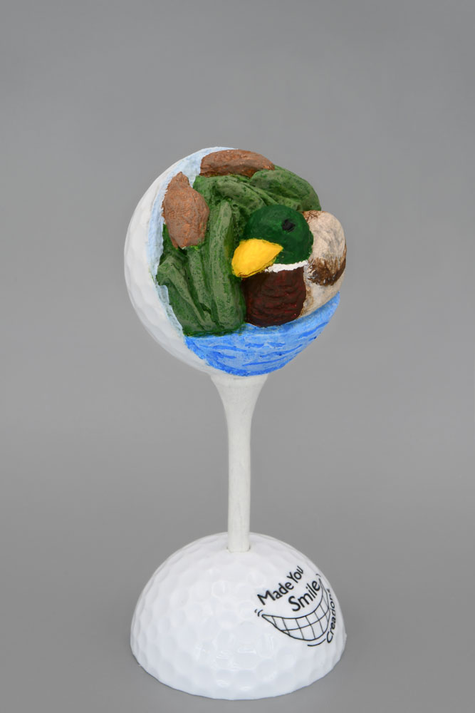 Mallard Duck Carved Golf Ball Art