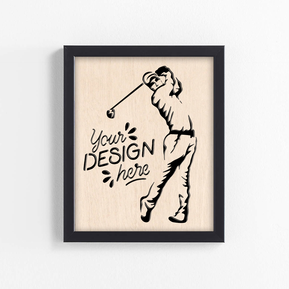 Golfer with Your Logo Wood Art