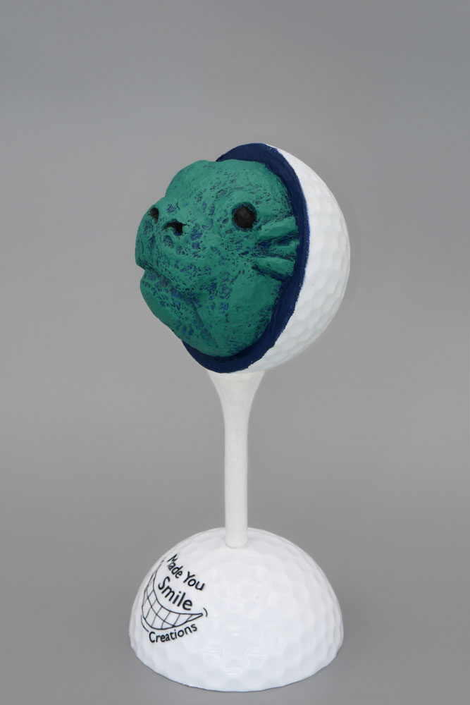 Lake Monster Head Carved Golf Ball Art