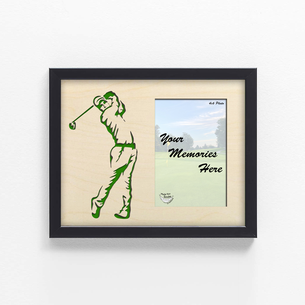 Golfer Wood Art Photo Mat