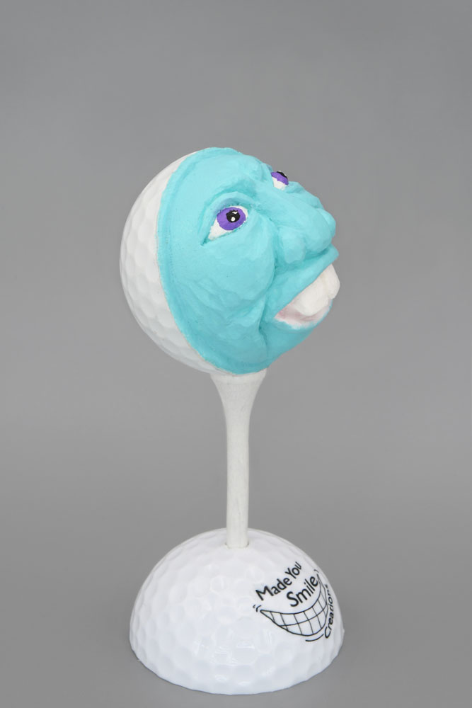 Big Nose Buck Teeth Guy Carved Golf Ball Art