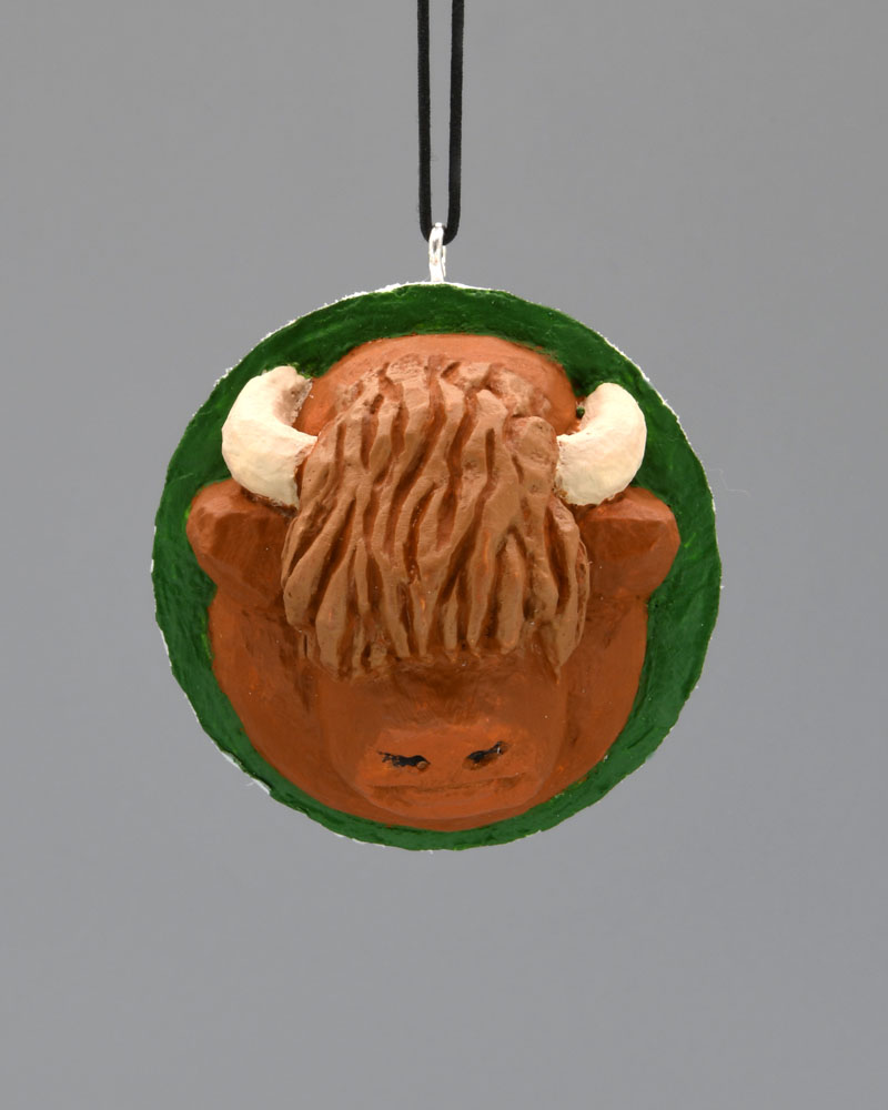Highland Cow Carved Golf Ball Art