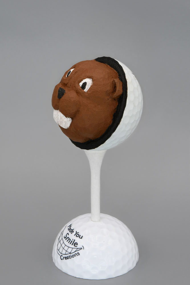 Beaver Carved Golf Ball Art